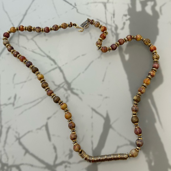 Yves St Laurent(YSL) 15” Long Beaded Necklace. Gold-Tones & Multicolored Stones - Picture 6 of 13